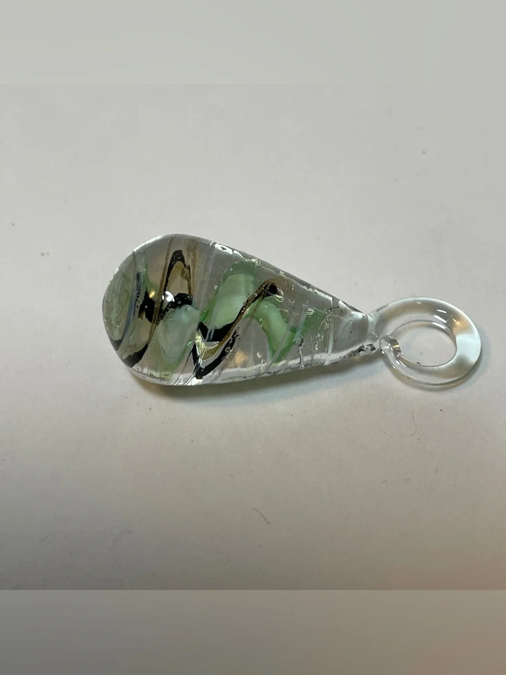 Teardrop Dichroic Iridescent Multicolor Glass Pendant Necklace Adjustable Cord